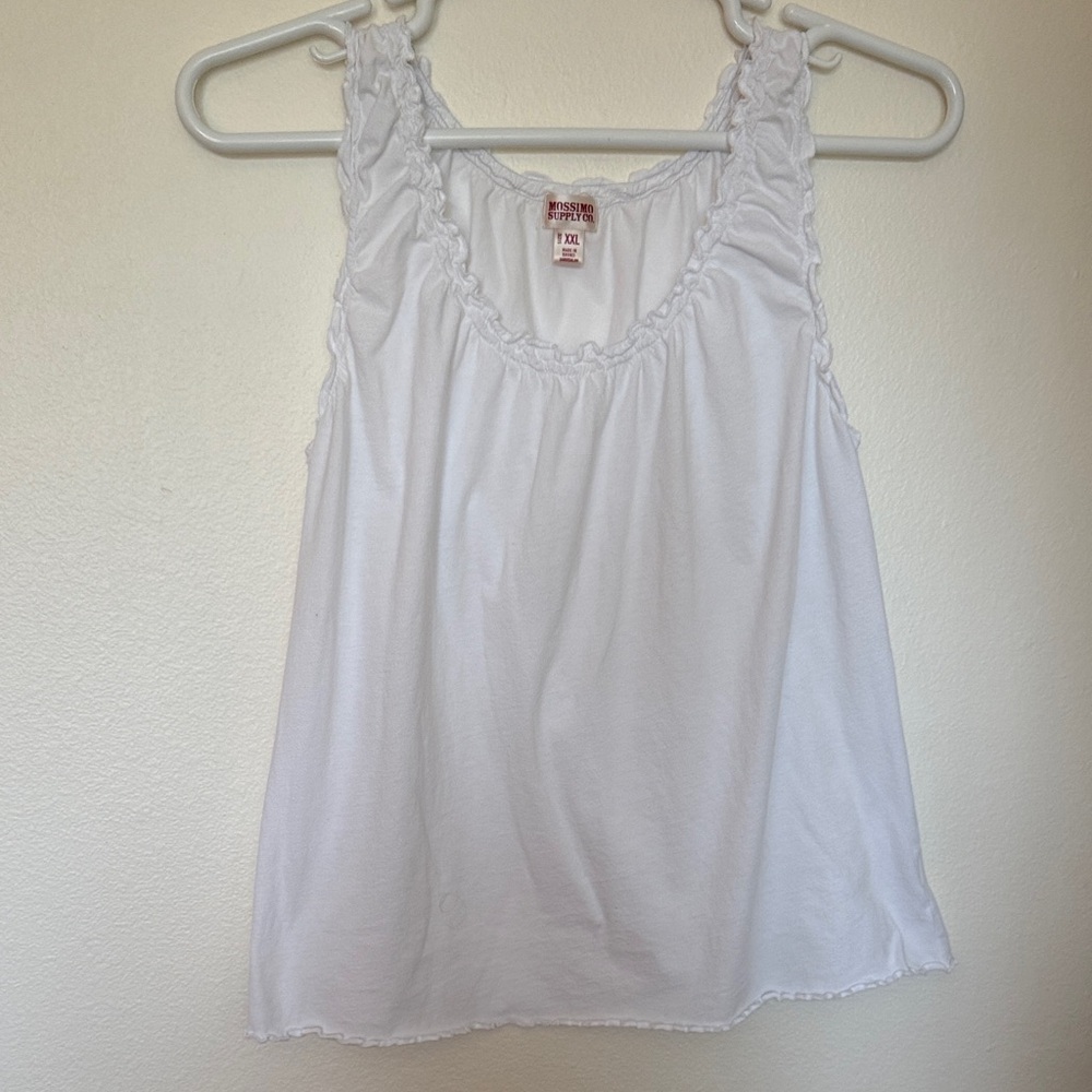 Mossimo Supply Co. White Ruffle-Trim Tank Top - Women